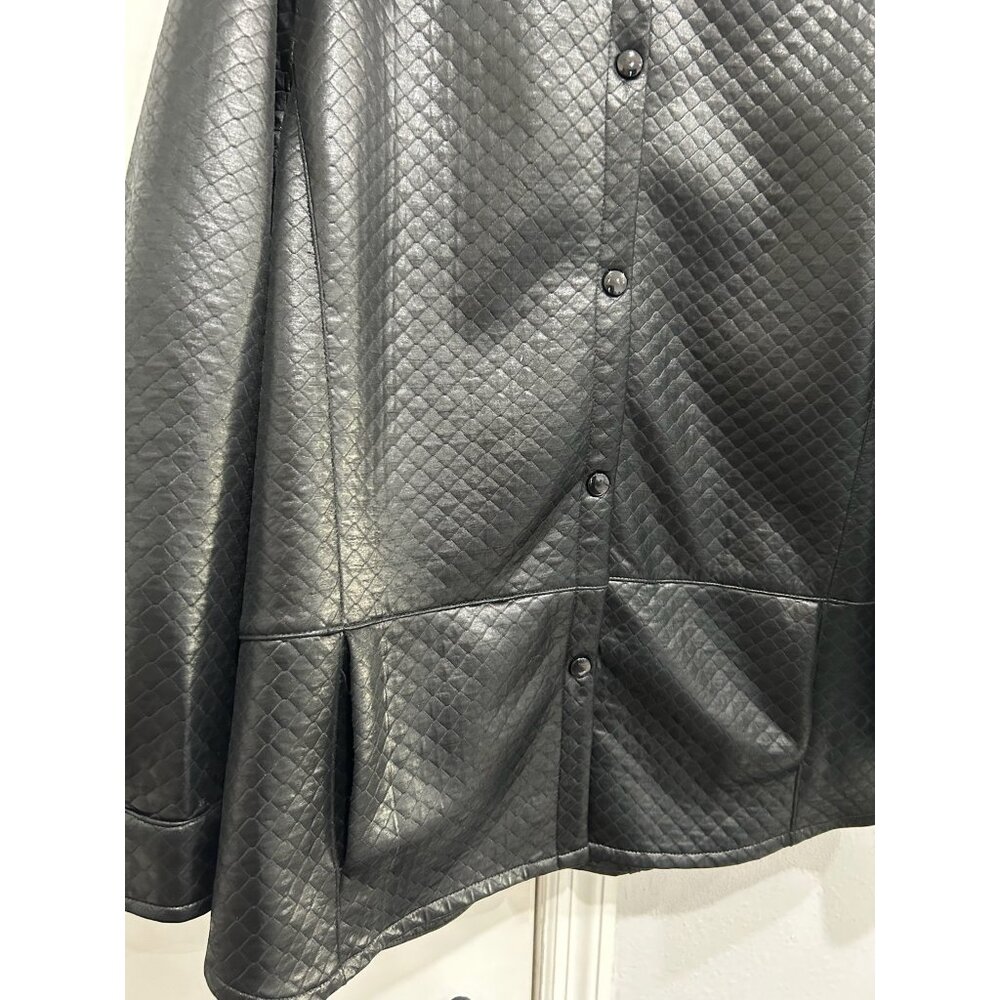Robert Krugman Womens Quilted Faux Leather Jacket Black Large View 4